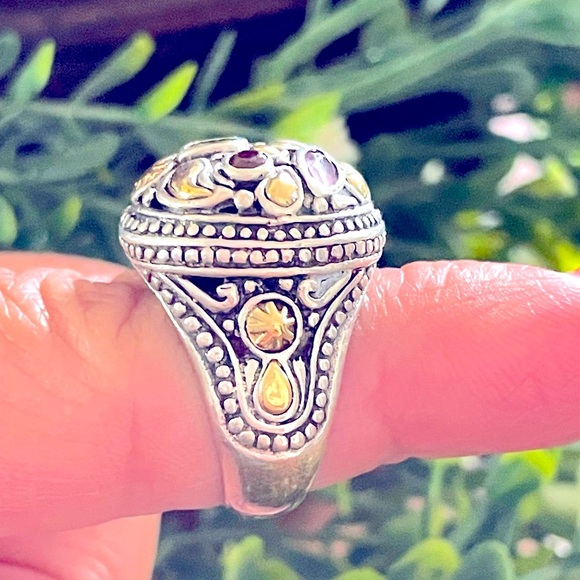 ❗️FINAL PRICE❗️18K Yellow Gold Details and 925 Sterling Silver Dome Ring - Picture 10 of 11